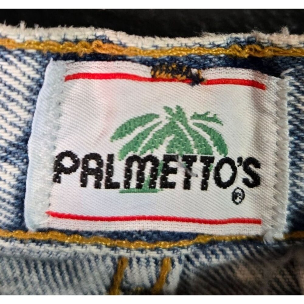 Vintage 90s 80s Women's Palmettos Light Acid Wash Denim Skirt Flawed Pockets & B - Picture 5 of 6